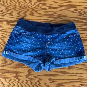 Planet motherhood blue jeans polka dot shorts